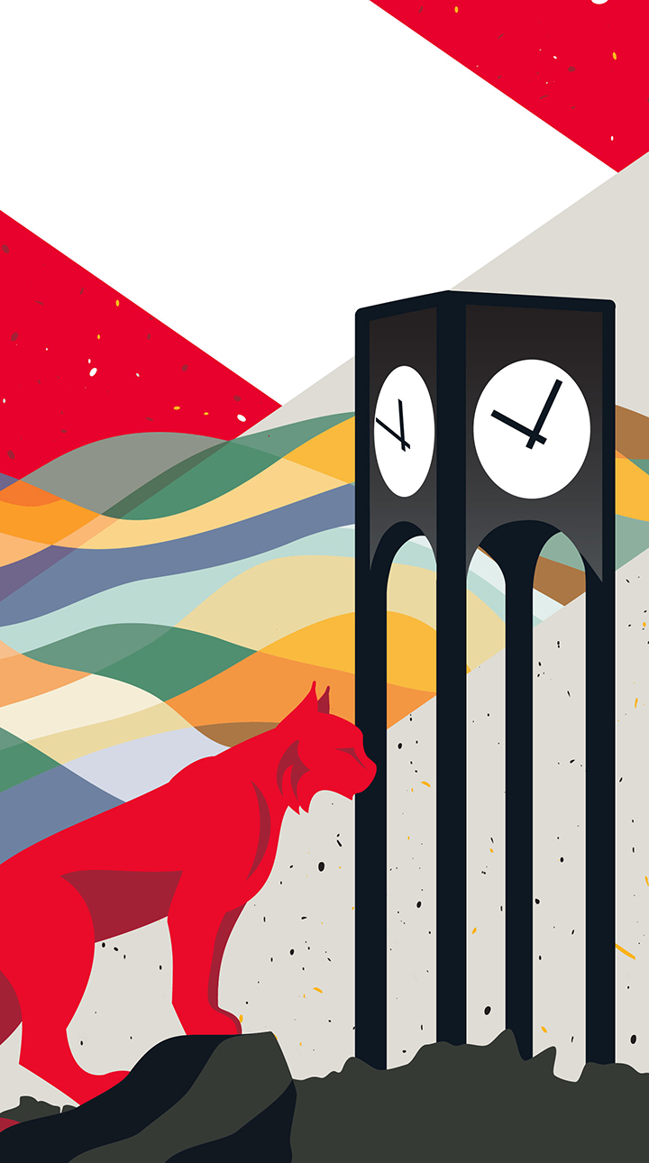 FSU Bobcat with clock