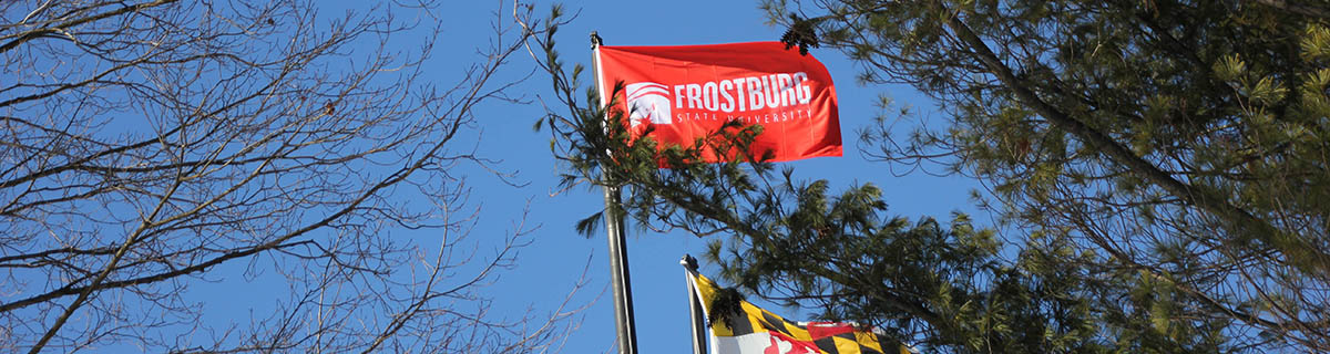 Frostburg and Maryland flags and bright blue sky