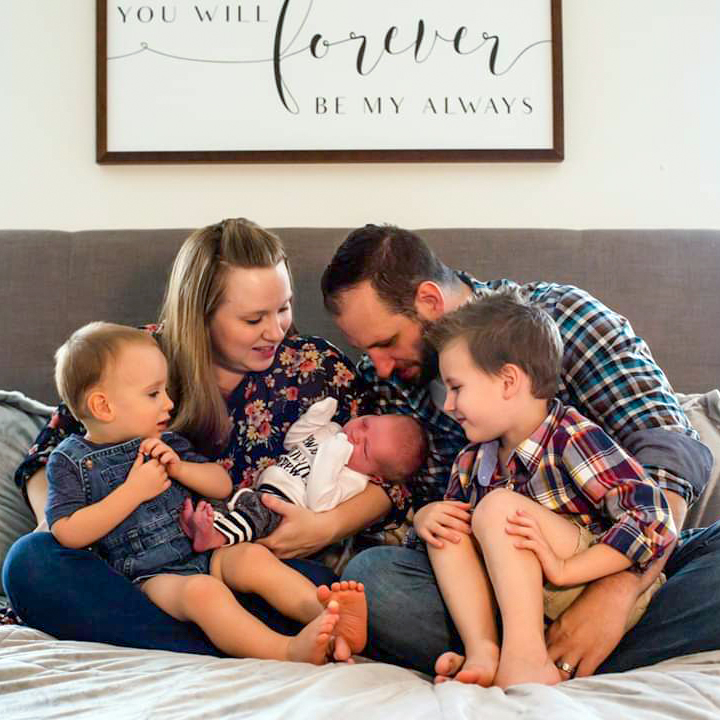 baby Fitzwater, two big brothers and parents