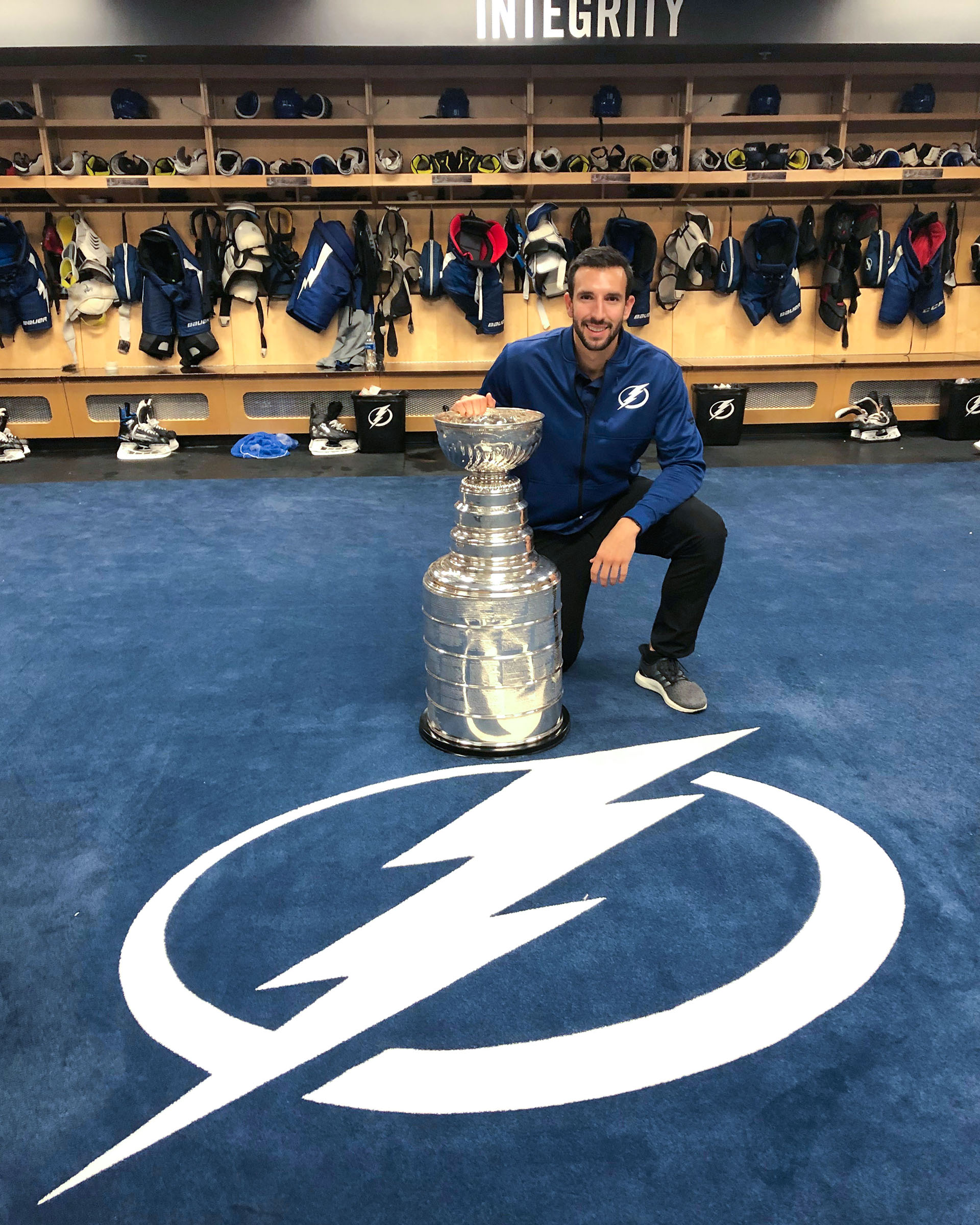 brandon and stanley cup in lockeroom
