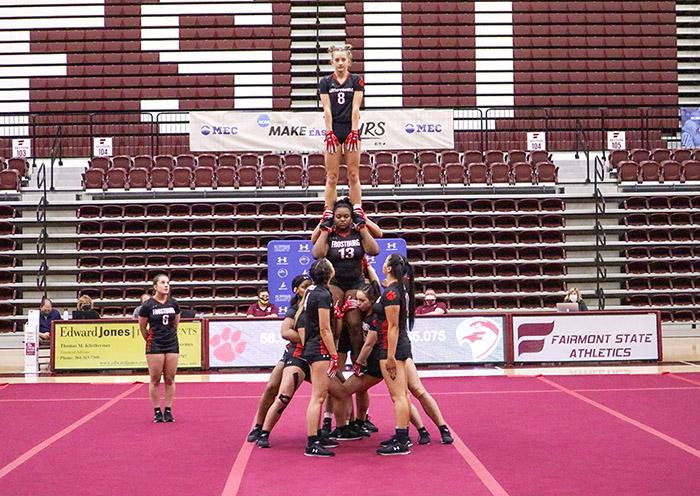 tumbling team performing pyramid