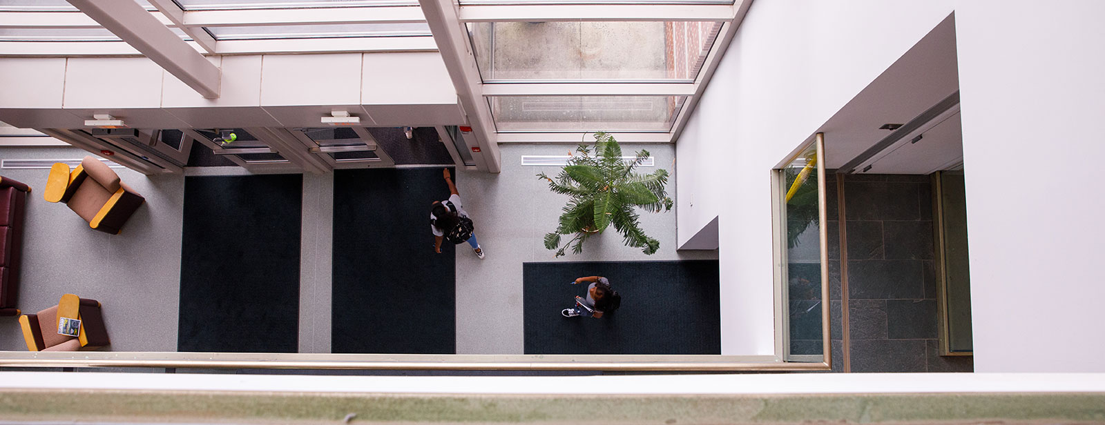 Top down angle of a hall at Frostburg State